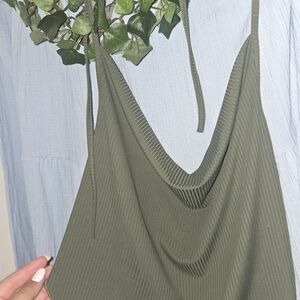 SHEIN Dark Green Ribbed Top